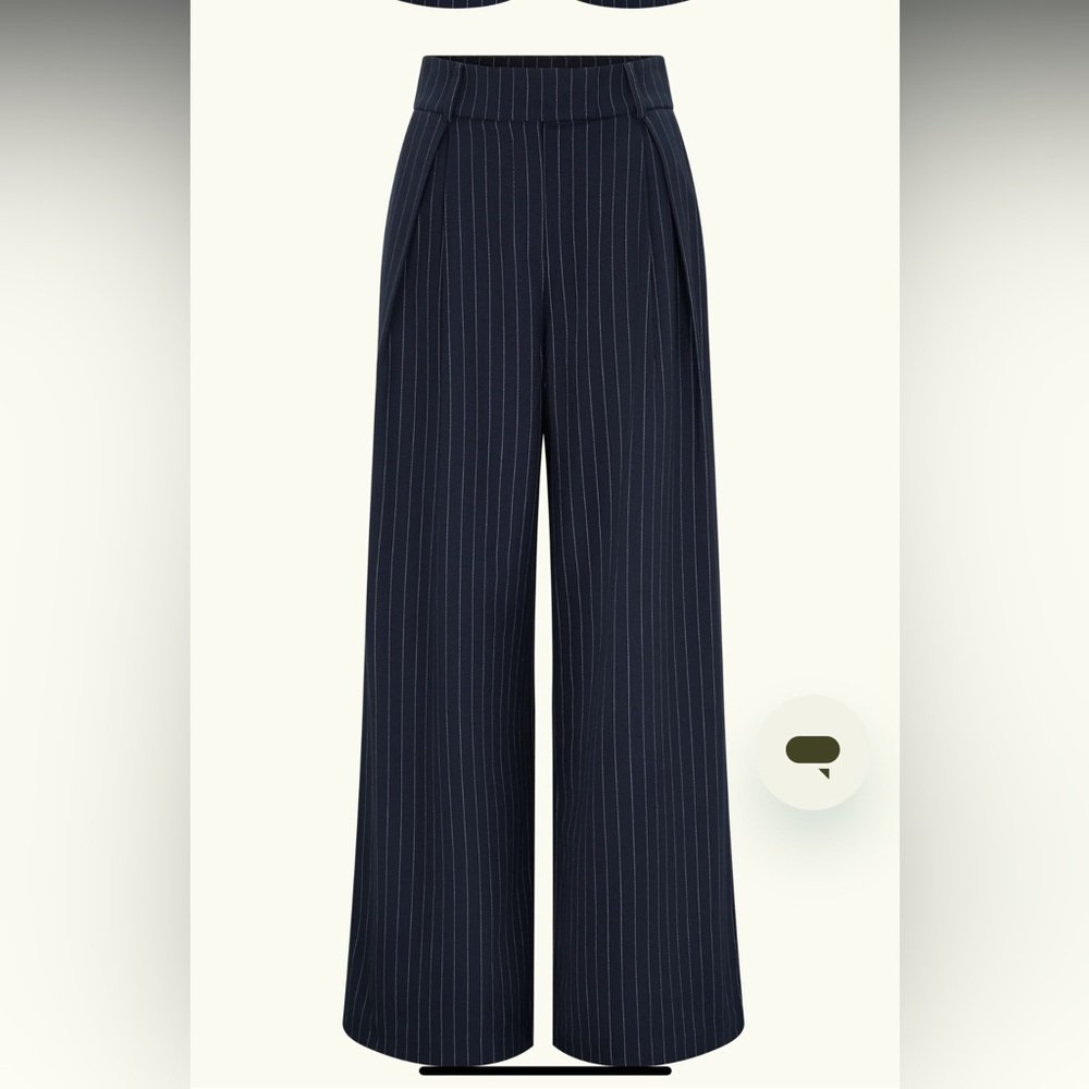 Jaqueline pleated wide leg pants navy pinstripe